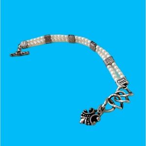 Brighton Lady Jane Bracelet White Glass Pearls Silver plated..